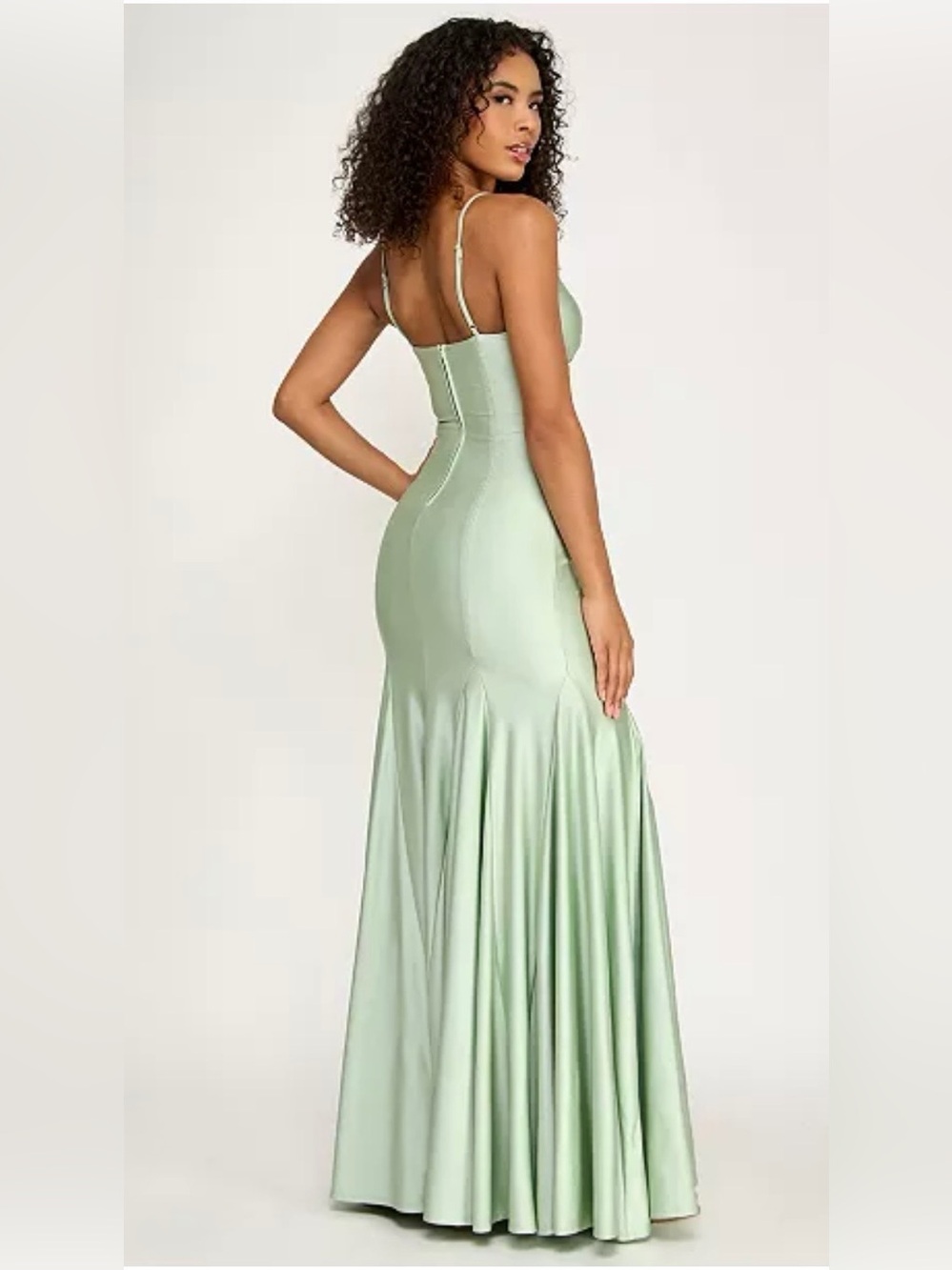 B. Darlin Shiny Mint Green Mermaid Gown